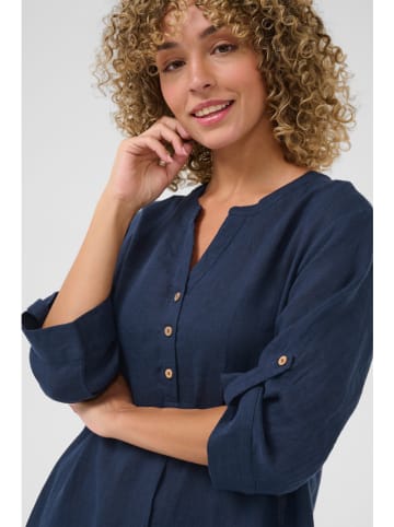 Kaffe Leinen-Kleid in Dunkelblau
