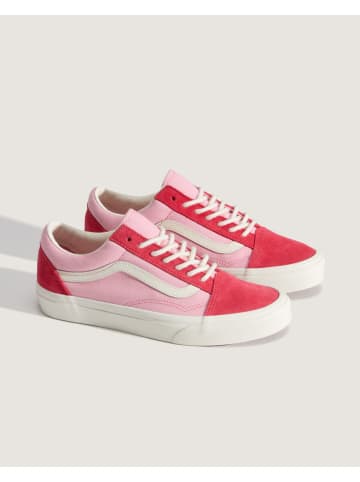 Vans Leder-Sneakers "Old Skool" in Rosa/ Rot