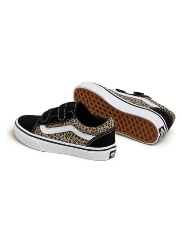 Vans Leder-Sneakers "Old Skool V" in Schwarz/ Beige