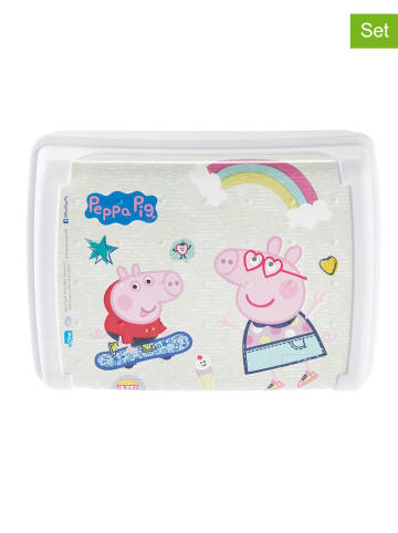 keeeper Pojemniki (2 szt.) "Peppa Pig" w kolorze biało-jasnoróżowym na lunch - 1 l