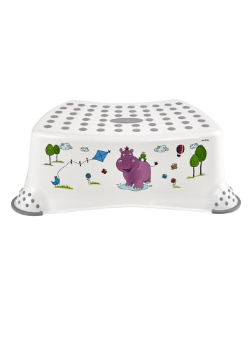 keeeper Tritthocker "Hippo" in Weiß/ Grau - (B)40,5 x (H)14 x (T)29 cm