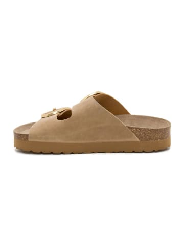 billowy Leren slippers beige