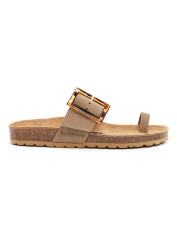 billowy Leren teenslippers beige