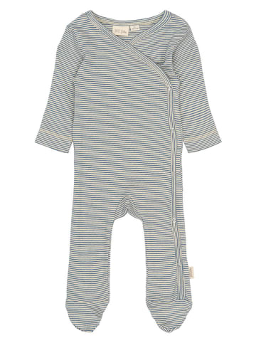 Petit Piao Strampler in Dunkelblau/ Creme