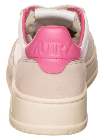 AUTRY Leder-Sneakers "Medalist" in Weiß/ Beige/ Pink