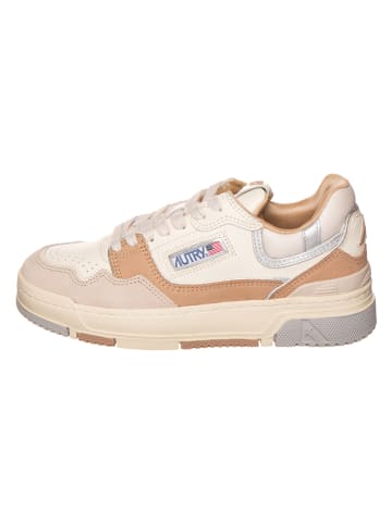 AUTRY Leder-Sneakers "CLC Low" in Beige/ Silber