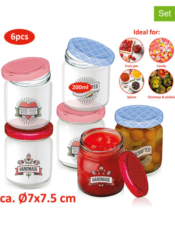 Alpina 6-delige set: voorraadglazen lichtblauw/rood - 200 ml