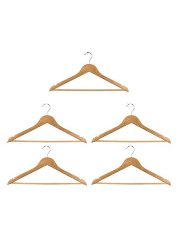 Alpina 5-delige set: kledinghangers lichtbruin - (B)44 x (H)23 cm