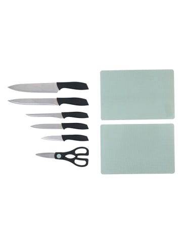 Alpina 8tlg. Set: Küchenmesser in Grau/ Hellblau