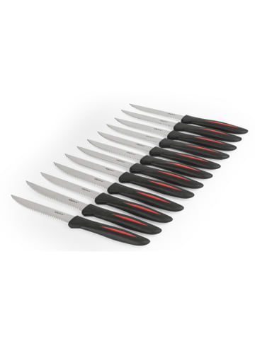 Alpina Noże (12 szt.) w kolorze czarnym do steków - wys. 22,8 cm