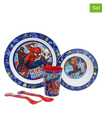 Stor 5-częściowy zestaw naczyń "Spiderman" w kolorze niebieskim