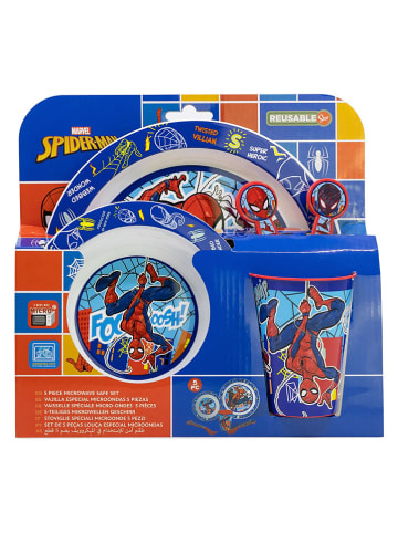 Stor 5-częściowy zestaw naczyń "Spiderman" w kolorze niebieskim