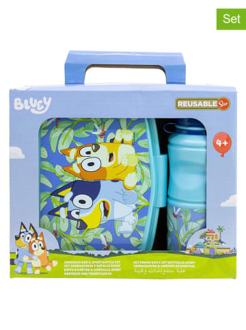 Stor 2tlg. Set: Lunchbox "Bluey" in Hellblau