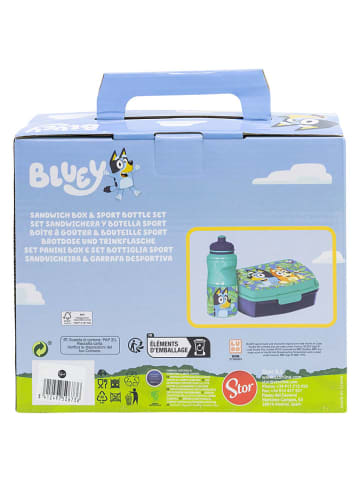 Stor 2tlg. Set: Lunchbox "Bluey" in Hellblau