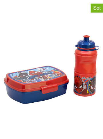 Stor 2-częściowy zestaw "Spiderman" w kolorze czerwono-niebieskim na lunch