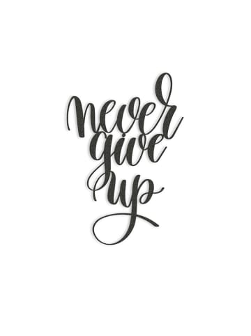 hippodino Wanddecoratie "Never give up" zwart - (B)27 x (H)40 cm