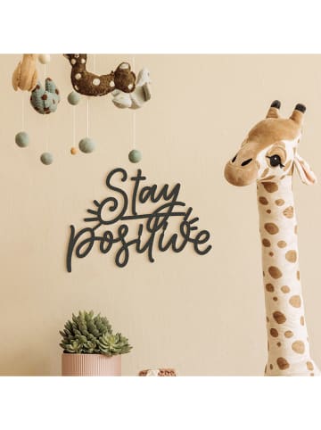 hippodino Wanddekor "Stay Positive" in Schwarz - (B)40 x (H)29 x (T)1,5 cm