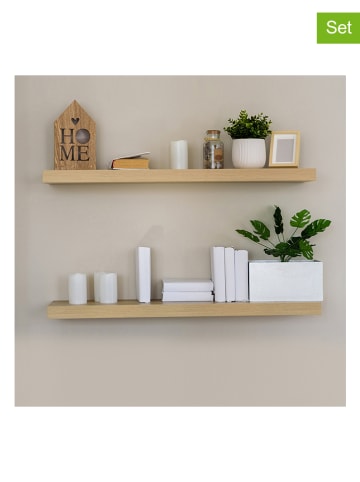 hippodino Regały ścienne (2 szt.) w kolorze jasnobrązowym - 60 x 10 cm