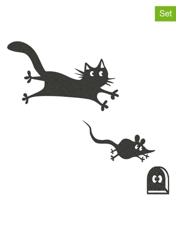 hippodino Dekoracje ścienne (3 szt.) w kolorze czarnym