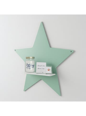 Woody Kids Wandregal in Mint/ Weiß - (B) 33 x (H) 35 x (T) 10 cm