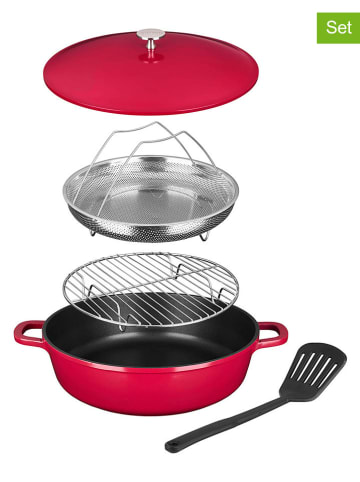 Sitram 5-delige set: braadpan rood/zwart