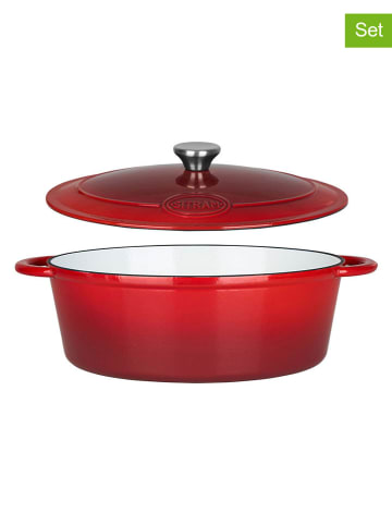 Sitram 2-delige set: smoorpan "Tradifonte" rood/wit - 6,5 l
