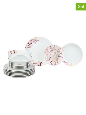 Sitram 18-delige serviesset wit/rood/lichtroze