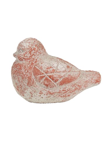Clayre & Eef Figurka dekoracyjna "Bird" w kolorze jasnoszaro-czerwonym - 4 x 10 x 9 cm