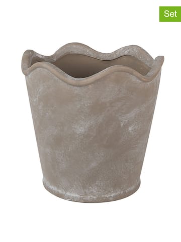 Clayre & Eef Doniczki (2 szt.) w kolorze szarym - wys. 12 x Ø 13 cm