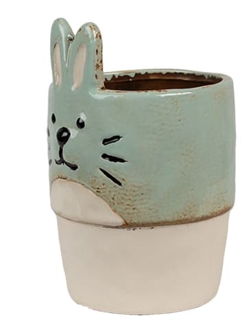Clayre & Eef Blumentopf in Mint/ Weiß - (H)17 x Ø 11 cm