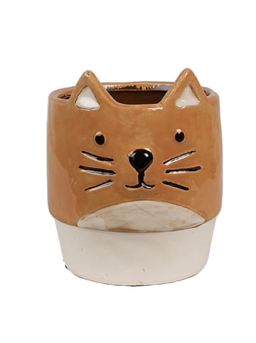 Clayre & Eef Bloempot oranje/wit - (H)13 x Ø 11 cm