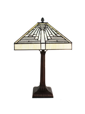 Clayre & Eef Tischleuchte "Tiffany" in Weiß - (B)31 x (H)48 x (T)31 cm