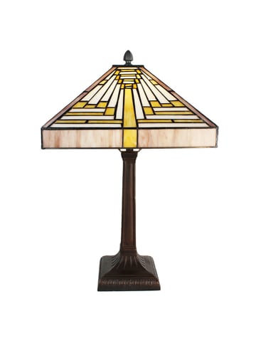 Clayre & Eef Tafellamp "Tiffany" beige - (B)31 x (H)48 x (D)31 cm