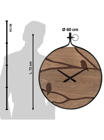 Clayre & Eef Wanduhr in Hellbraun - Ø 60 cm