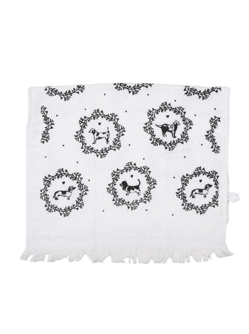 Clayre & Eef 2-delige set: gastendoeken wit/zwart - (L)66 x (B)40 cm
