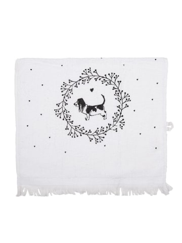 Clayre & Eef 2-delige set: gastendoeken wit/zwart - (L)66 x (B)40 cm