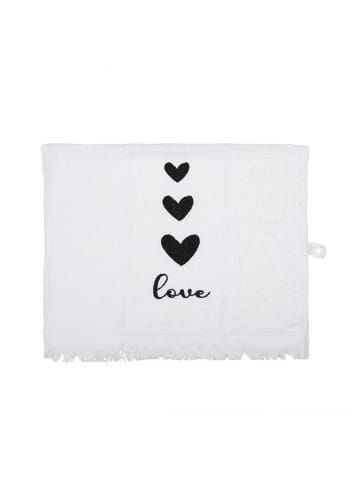 Clayre & Eef 2er-Set: Gästehandtücher in Creme/ Schwarz - (L)66 x (B)40 cm
