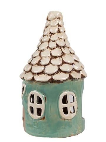 Clayre & Eef Świecznik "Home” w kolorze turkusowo-białym - wys. 20 x Ø 11 cm