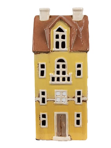 Clayre & Eef Teelichthalter "Haus" in Gelb/ Hellbraun - (B)11 x (H)25 x (T)9 cm
