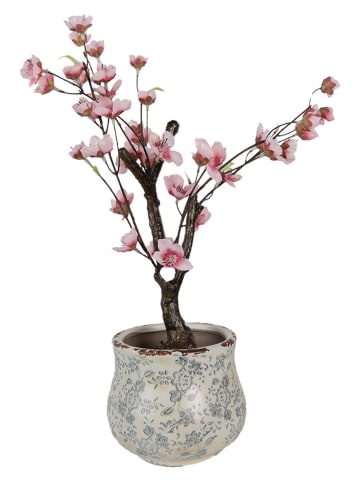 Clayre & Eef Blumentopf in Creme/ Grün - (H)13 x Ø 15 cm
