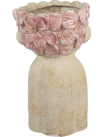 Clayre & Eef Blumentopf in Beige/ Rosa - (H)31 x  Ø 20 cm