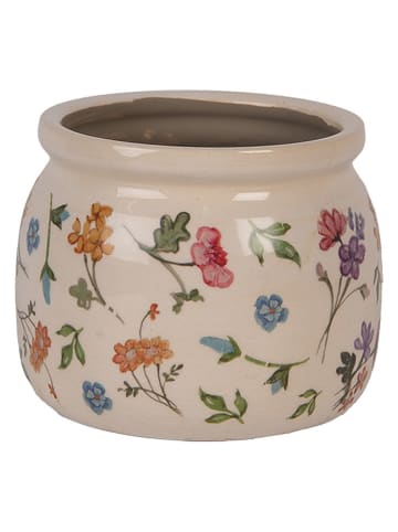 Clayre & Eef Blumentopf in Beige/ Grün/ Pink - (H)10 x Ø 12 cm