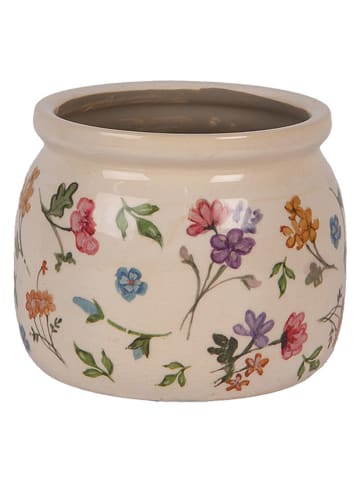 Clayre & Eef Bloempot beige/groen/roze - (H)10 x Ø 12 cm