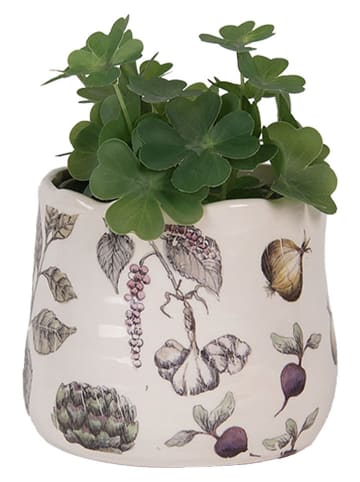Clayre & Eef Bloempot beige/groen/paars - (H)10 x Ø 11 cm