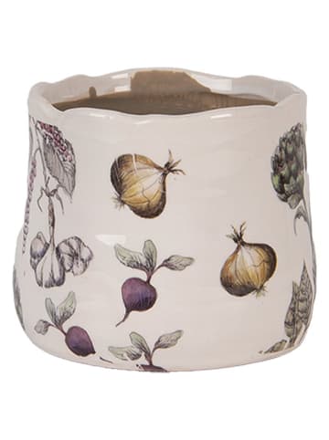 Clayre & Eef Bloempot beige/groen/paars - (H)10 x Ø 11 cm