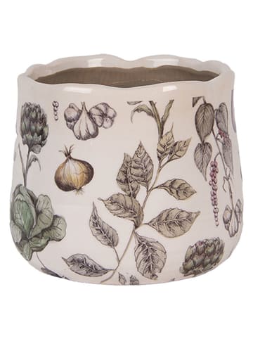 Clayre & Eef Doniczka w kolorze beżowo-zielono-fioletowym - wys. 12 x Ø 14 cm