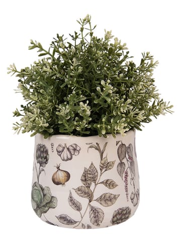 Clayre & Eef Bloempot beige/groen/paars - (H)12 x Ø 14 cm