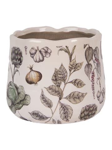 Clayre & Eef Doniczka w kolorze beżowo-zielonym - wys. 12 x Ø 14 cm