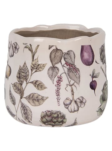 Clayre & Eef Bloempot beige/groen/paars - (H)12 x Ø 14 cm