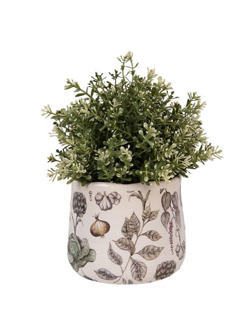 Clayre & Eef Blumentopf in Beige/ Grün - (H)12 x Ø 14 cm